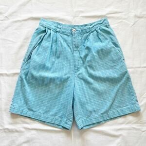 David Brooks Petites Vintage Blue Checkered High Rise Shorts Womens 0-2 XSmall